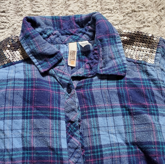 Route 66 Flannel with Sequins Size Medium - Picture 3 of 4